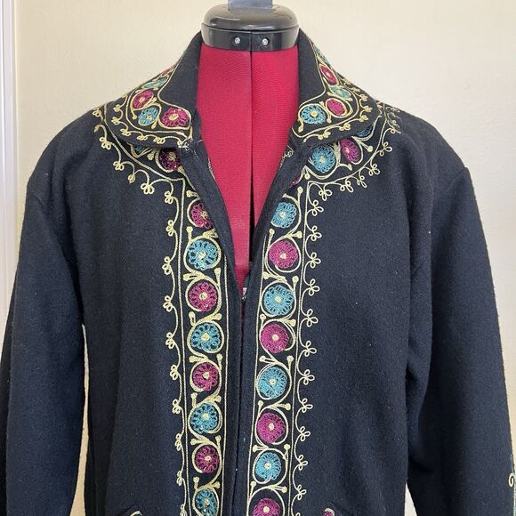 Unique Vintage Wool Embroidered Jacket 90s‎ PASSPORTS OF PIER 1 Indian Women's L - Picture 2 of 9